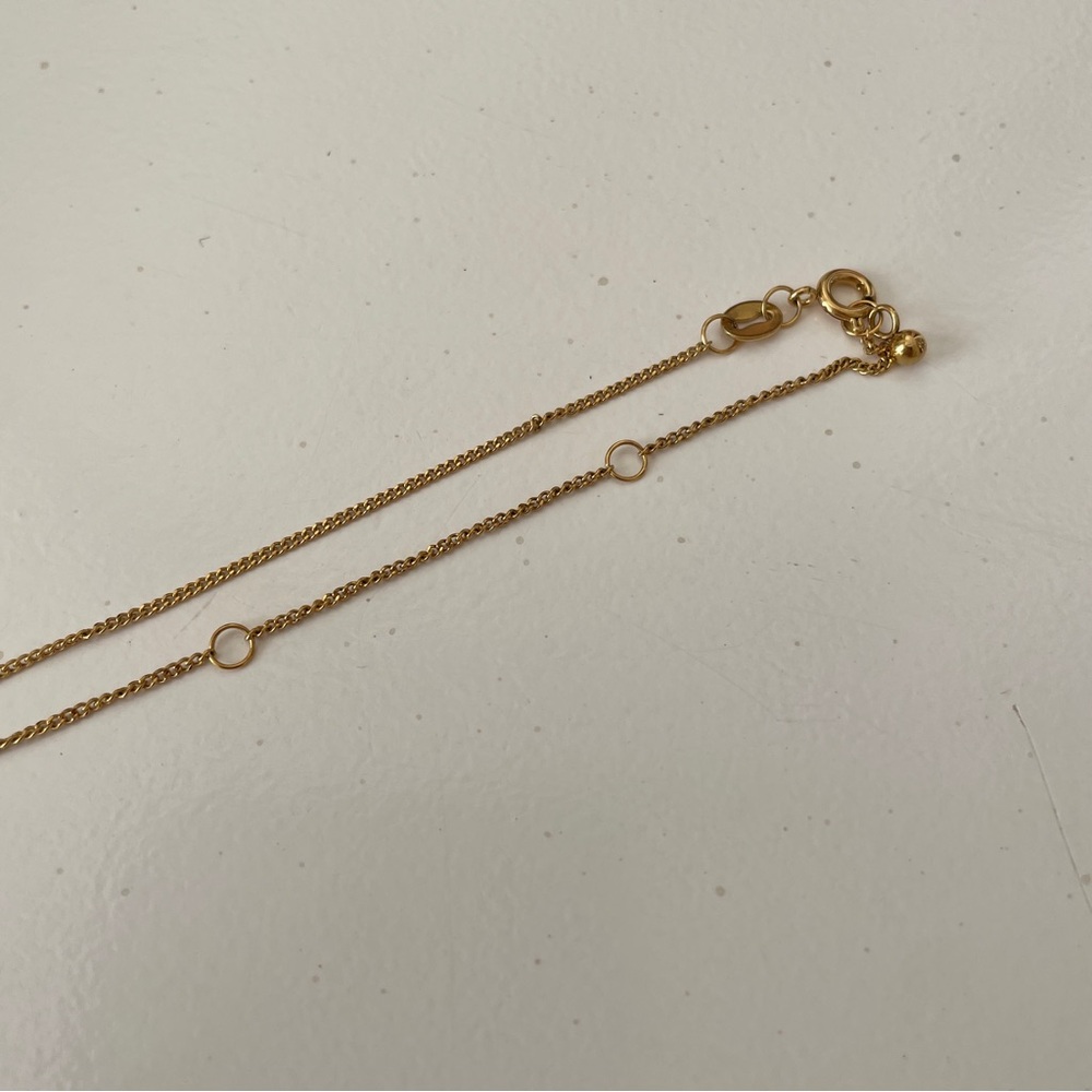 Gold Necklace with Textured Quilted Barrel Pendant - Picture 4 of 8